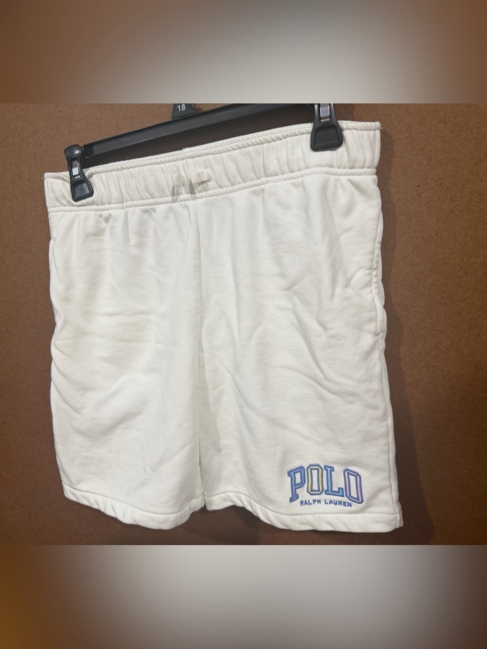 Polo Ralph Lauren kids White fleece Athletic Shorts with packets L 14/16
